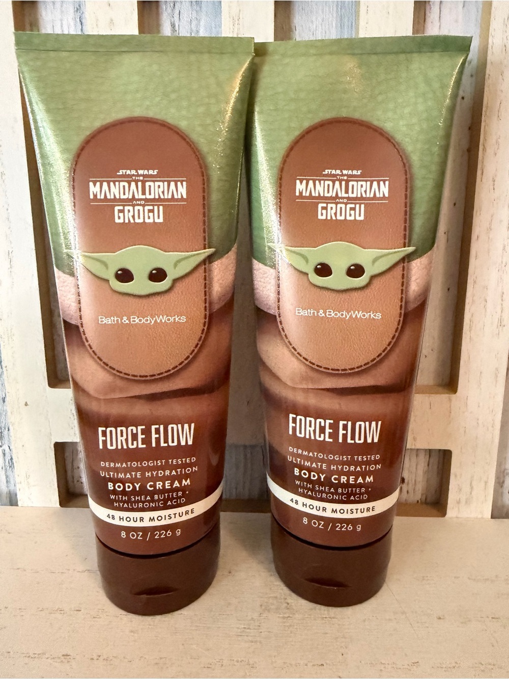 Bath & Body Works STAR WARS Mandalorian Grogu FORCE FLOW Body Cream Set of 2 NEW